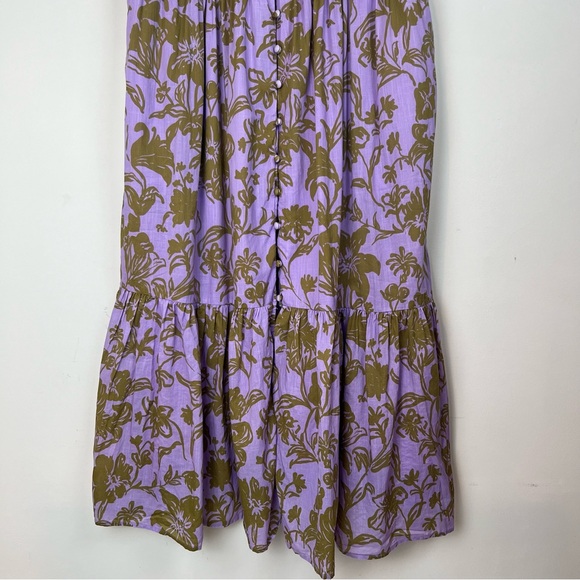 Anthropologie Peregrine Tiered Midi Dress Smocked Cottagecore Large L Purple - Picture 7 of 16